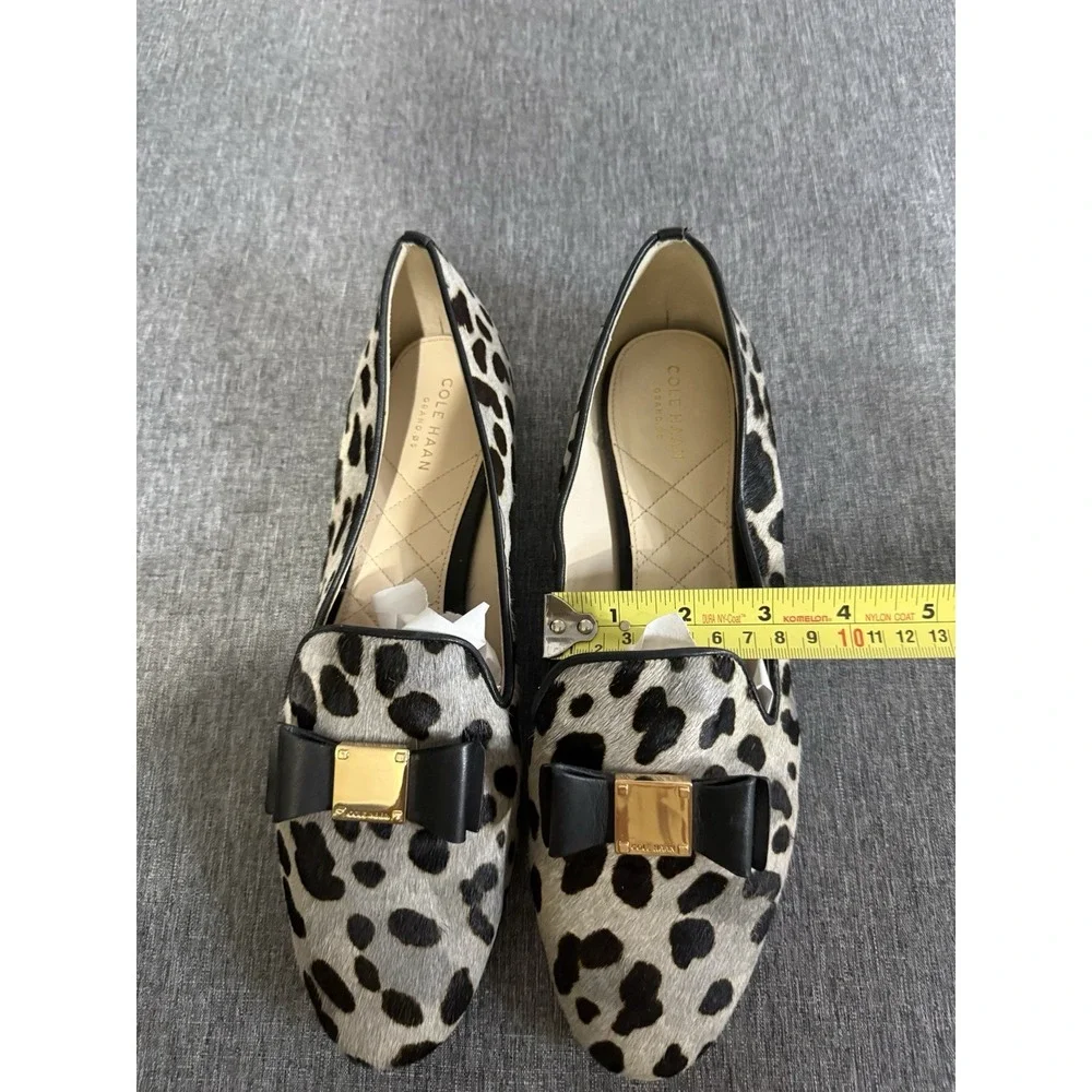Cole Haan Tali Bow Flats Loafers leopard Calf Hair Womens size 10B